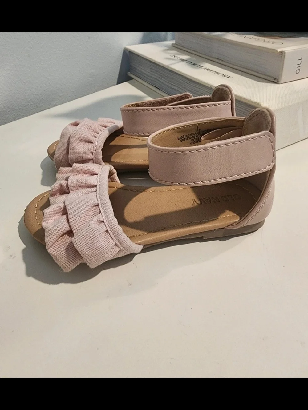 Old Navy Light Pink Ruffle Ankle-Strap Sandals